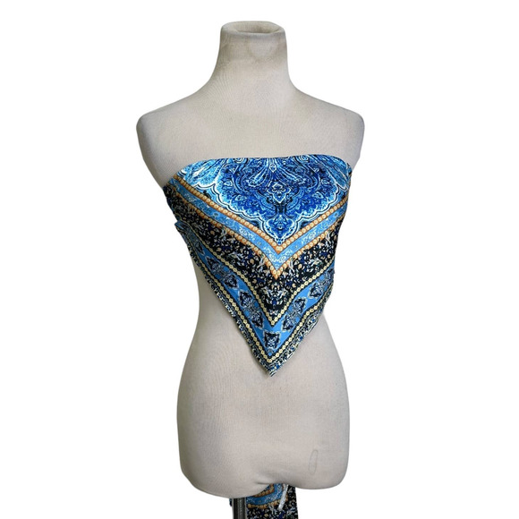 Blue Bandana strapless top size small-medium - Picture 7 of 9